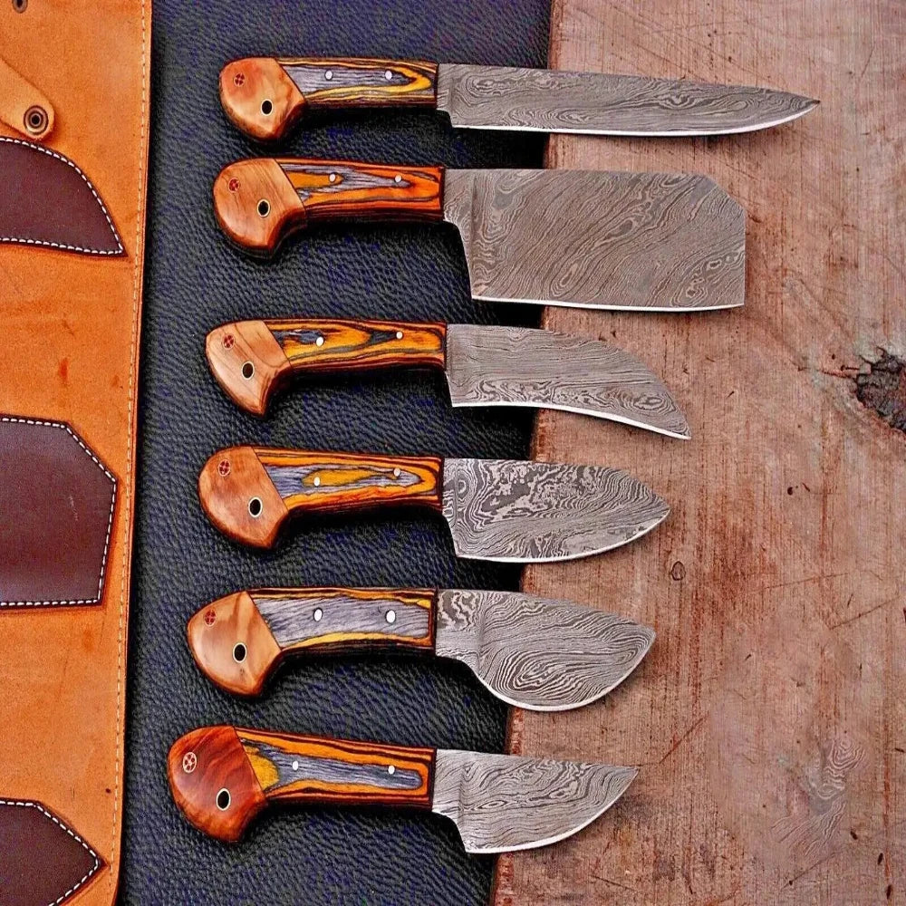 Damascus Steel Chef Knife Set - Custom Made