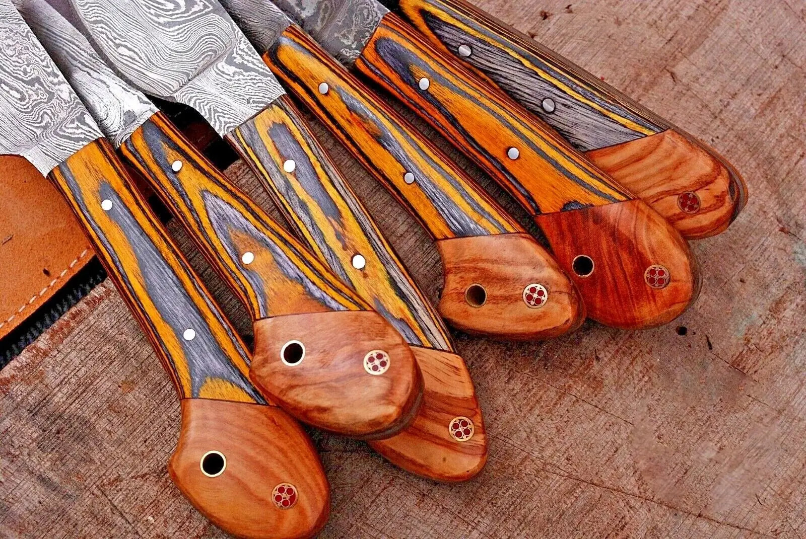 Damascus Steel Chef Knife Set - Custom Made