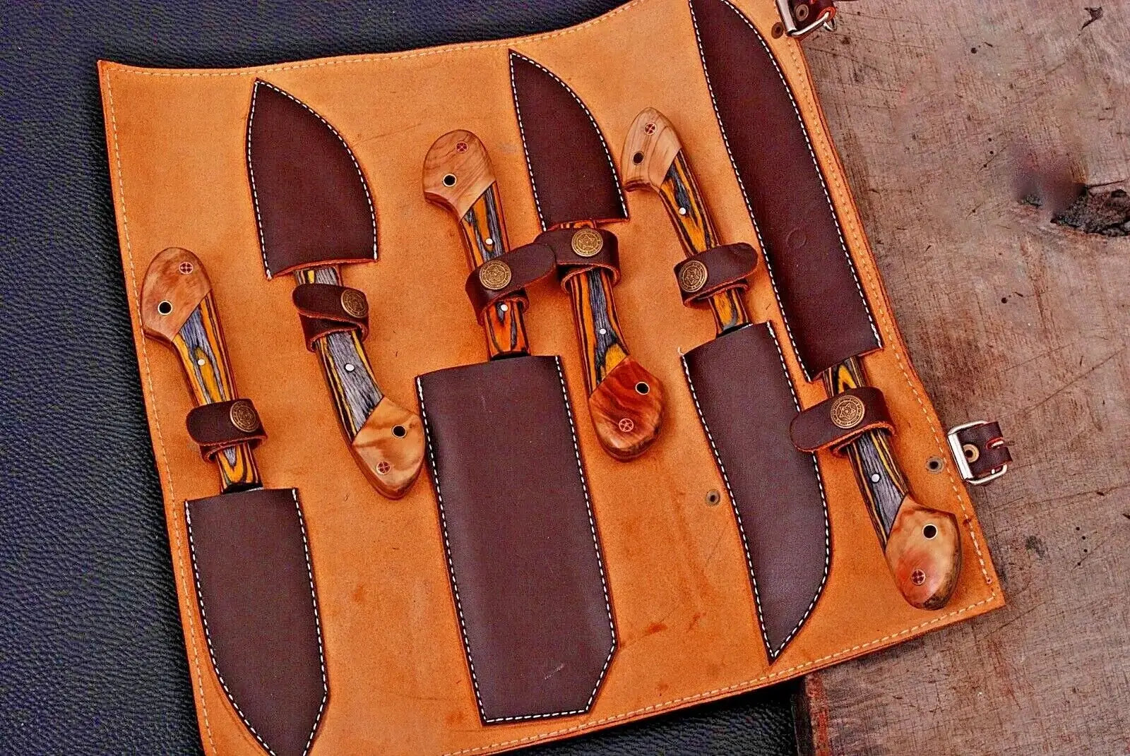 Damascus Steel Chef Knife Set - Custom Made