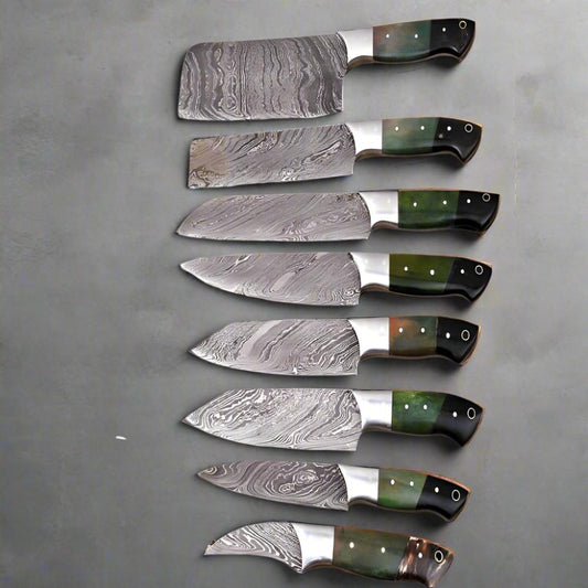 Forged Damascus Chef Knife Set - Kitchen Knife Set