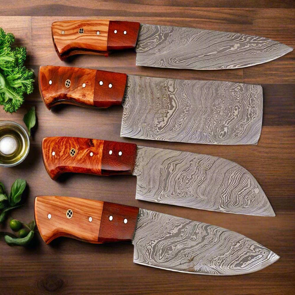 Forged Damascus Chef Knife Set - Professional Kitchen Knives
