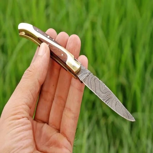 Forged Damascus Folding Pocket Knife for EDC