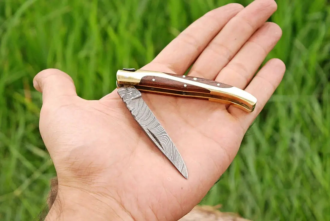 Forged Damascus Folding Pocket Knife for EDC