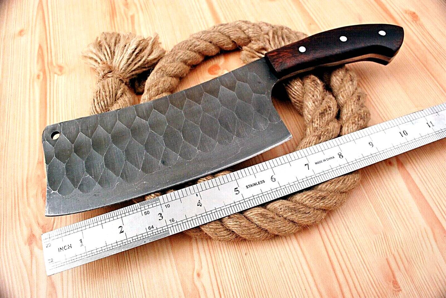 Hand-Forged Carbon Steel Cleaver Knife for Butchering