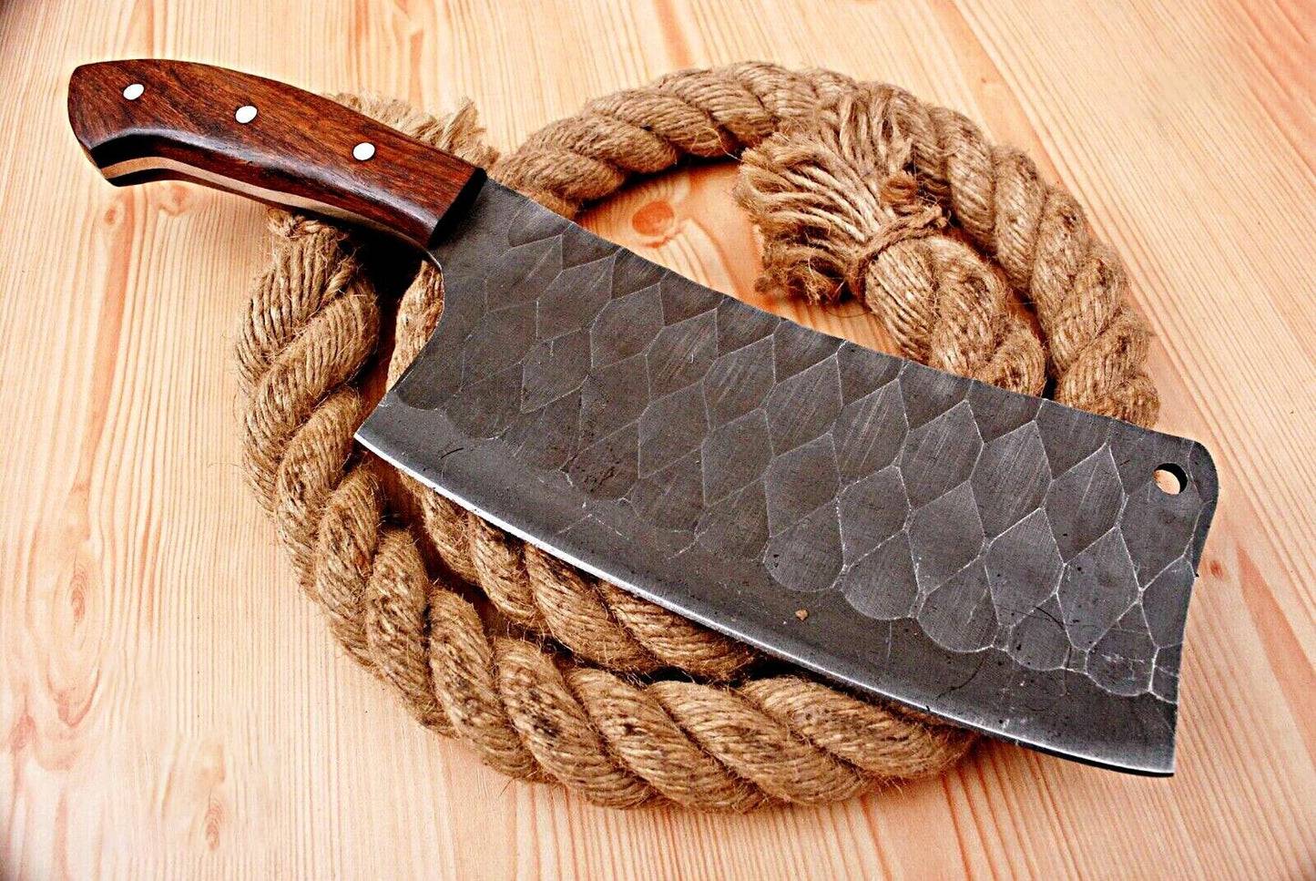 Hand-Forged Carbon Steel Cleaver Knife for Butchering