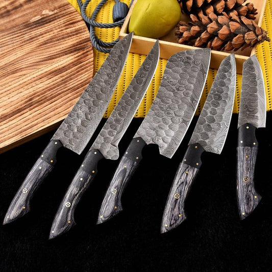 Hand Forged Damascus Steel Chef Knife Set - Kitchen Knives