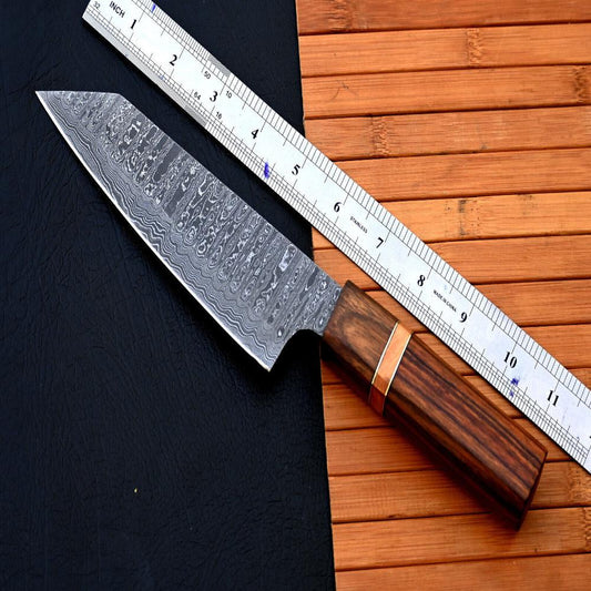 Handmade Damascus Chef Knife with Wood Handle