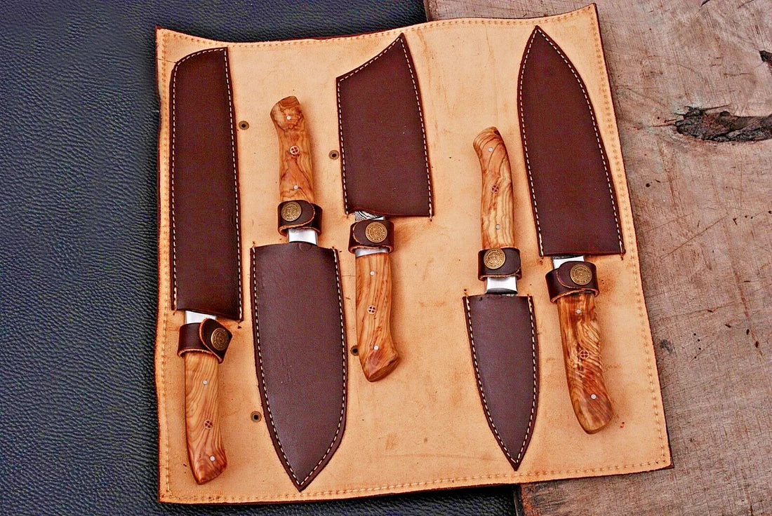 Handmade Damascus Chef Knife Set - Forged