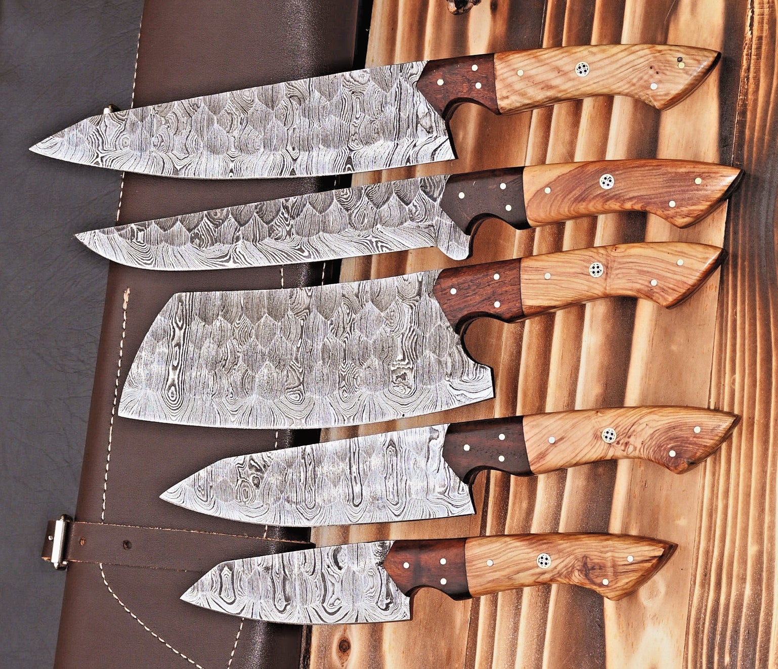 High Quality Custom Damascus Chef Knife Set