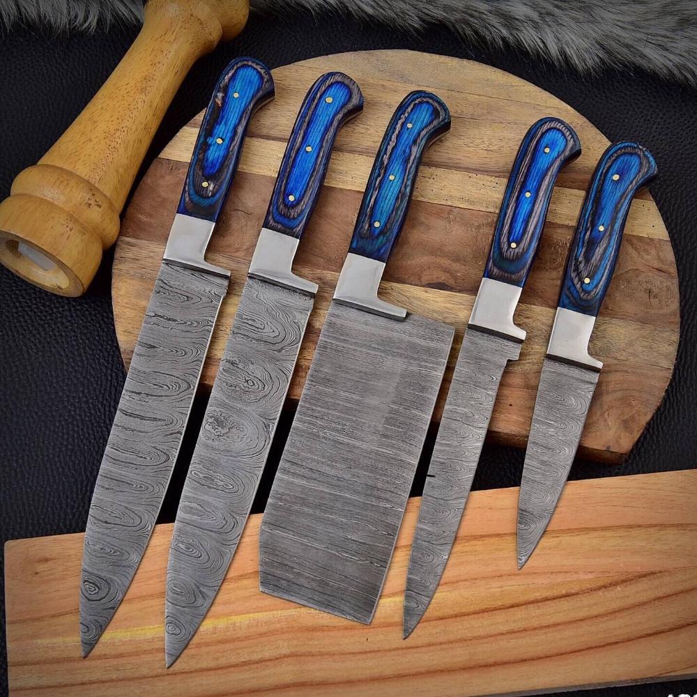High Quality Hand-Forged Damascus Chef Knife Set - Kitchen Knife Collection