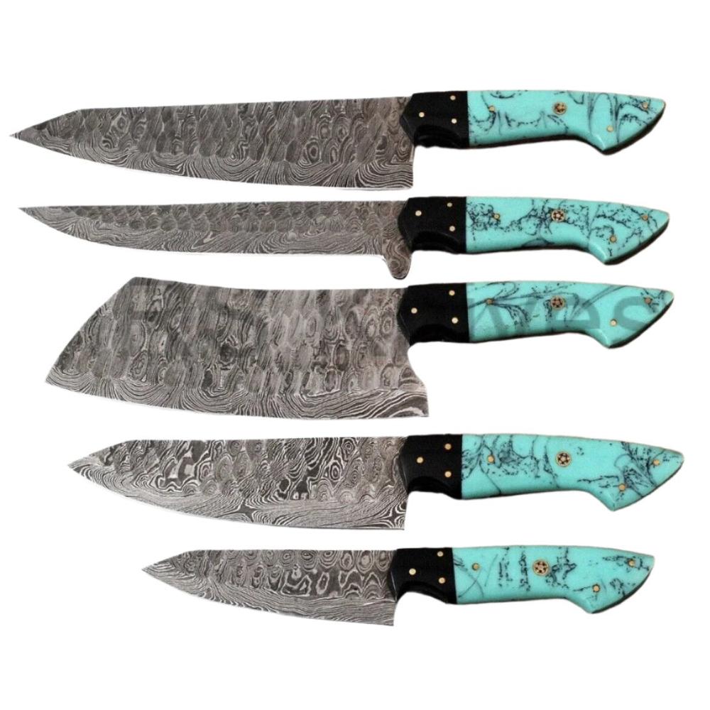 High Quality Handmade Damascus Chef Knife Set