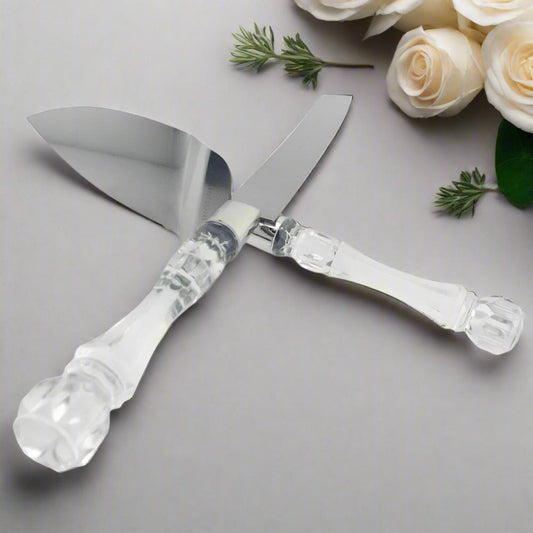 Wedding Cake Knife and Server Set with Acrylic Handle