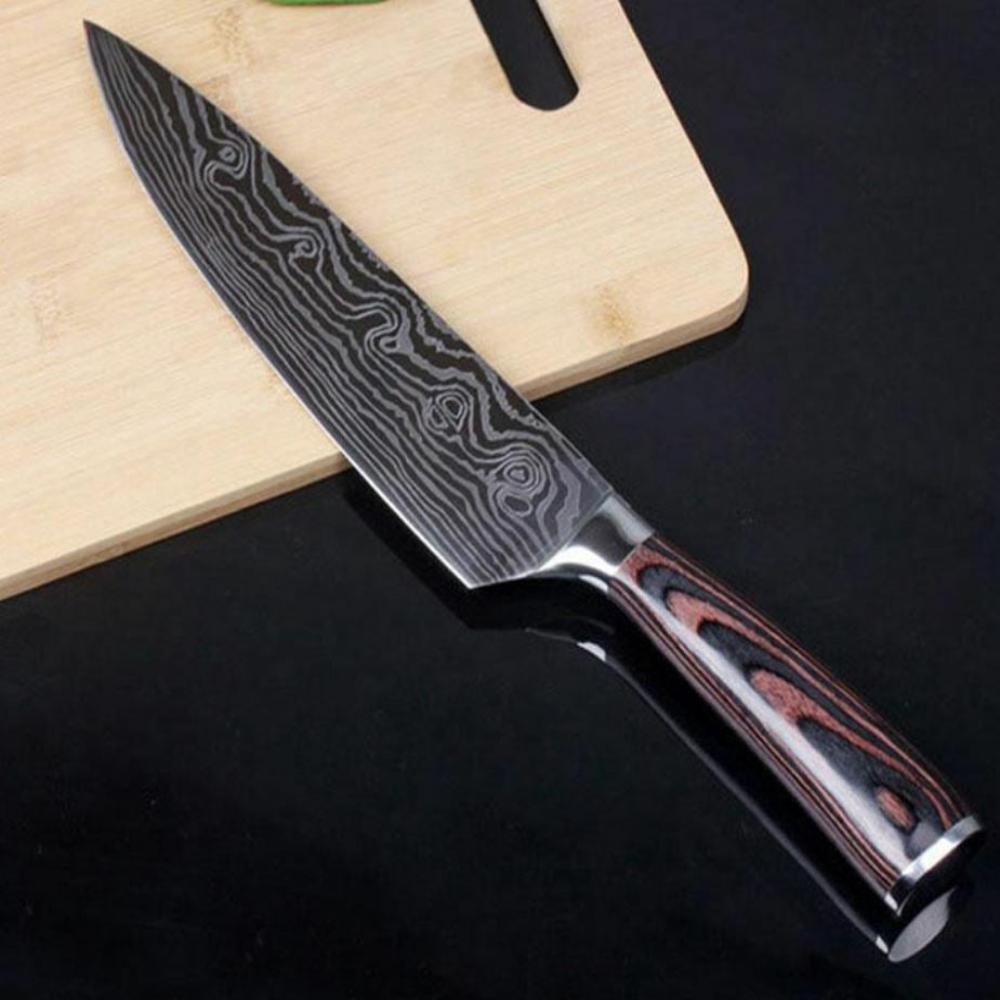 Professional Chef Knife with Damascus Pattern Blade