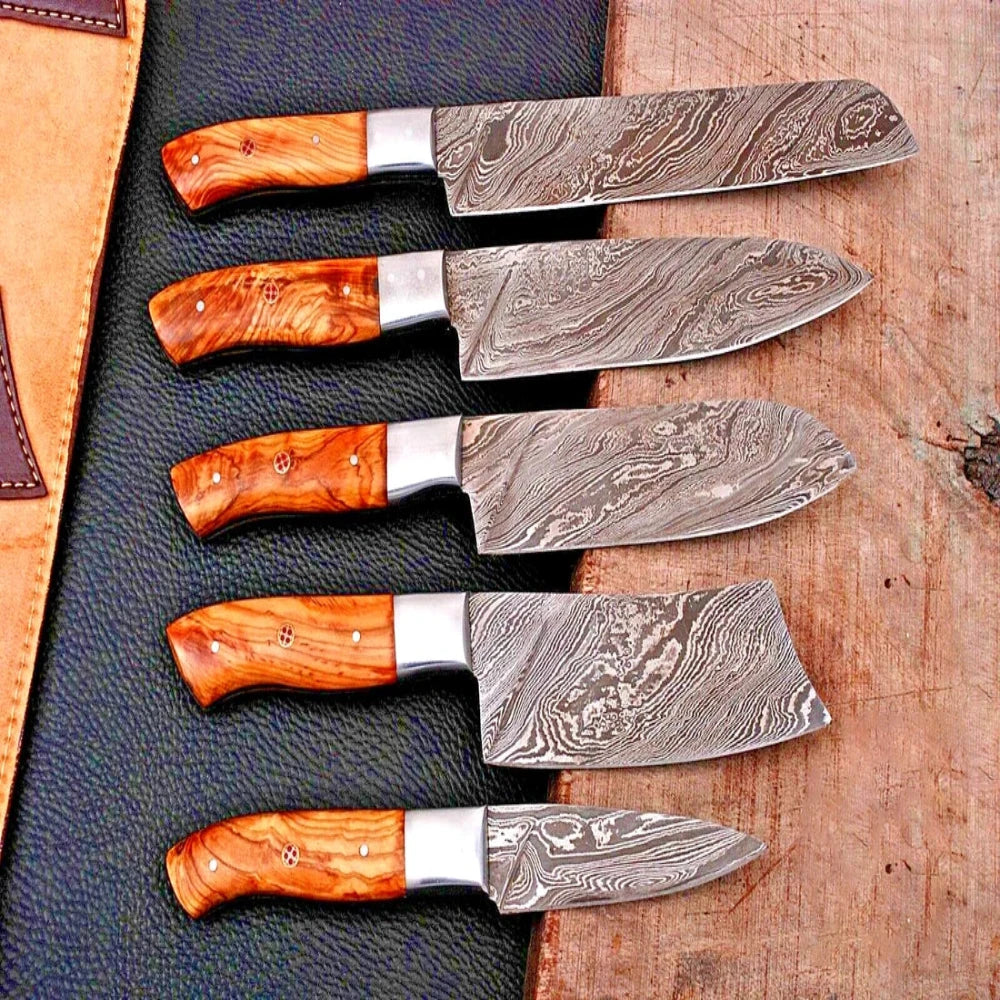 Quality Handmade Damascus Chef Knife Set - Forged