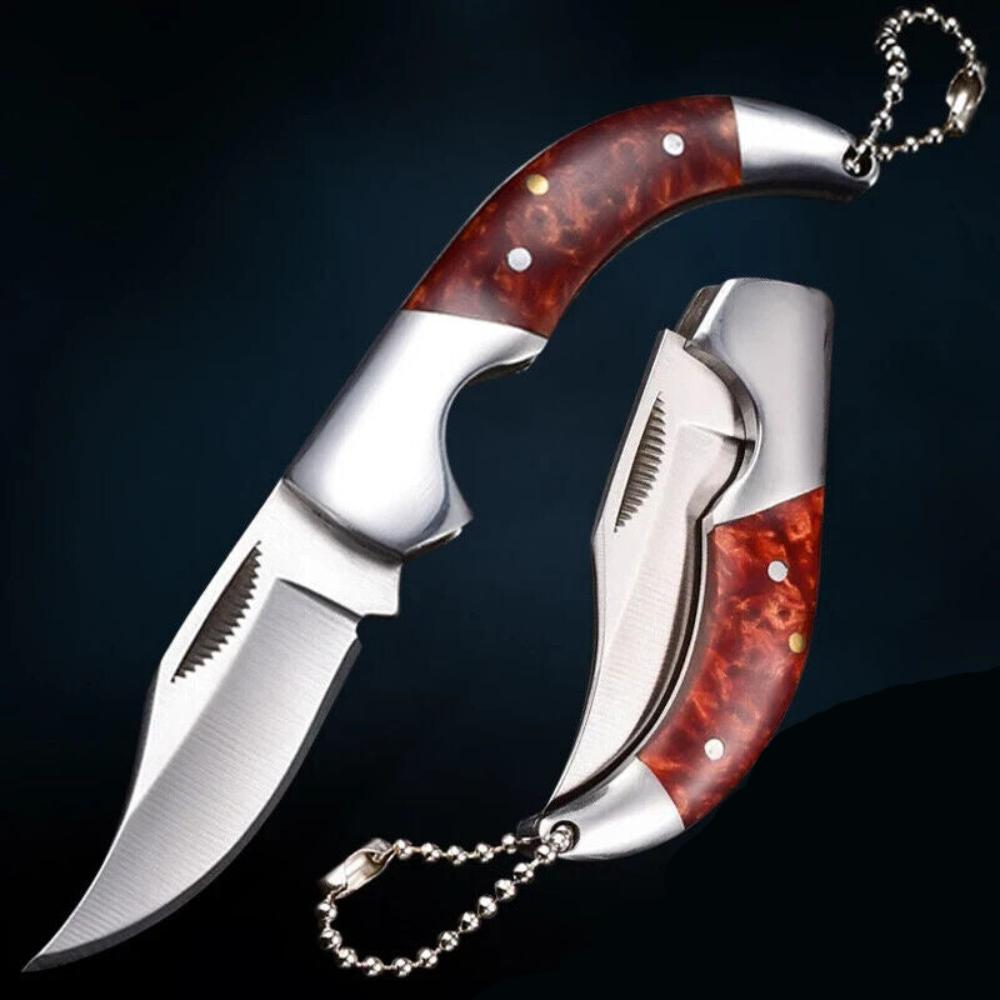 Stainless Steel Folding Fruit Knife - Wooden Handle