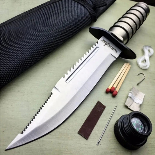 Tactical Rambo Bowie Knife with Fixed Blade and Sheath
