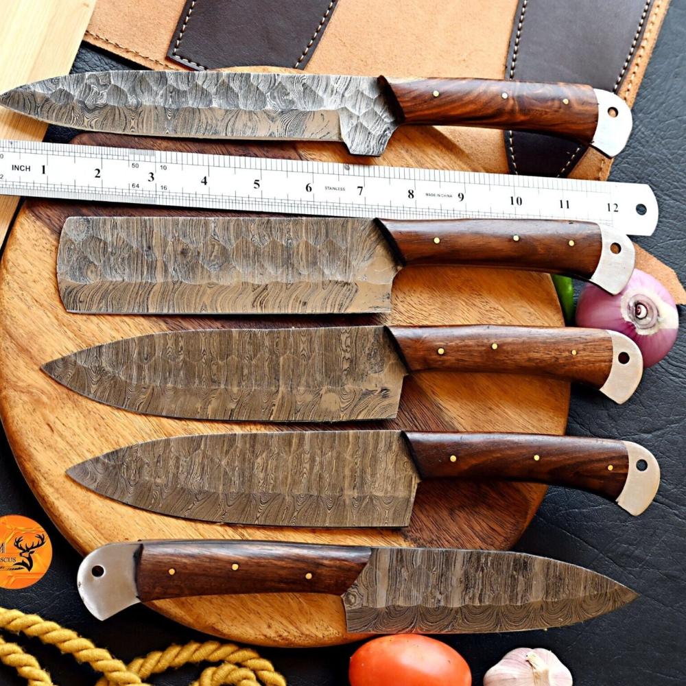 Top Premium Damascus Steel Chef Knife Set - Forged Kitchen Knife Set