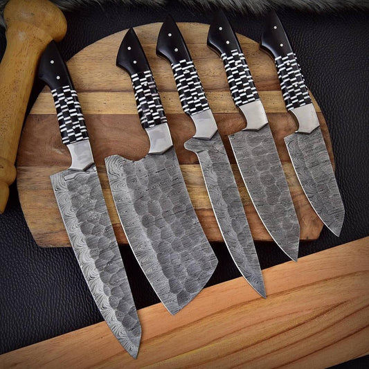 Top Quality Custom Forged Damascus Steel Chef Knife Set