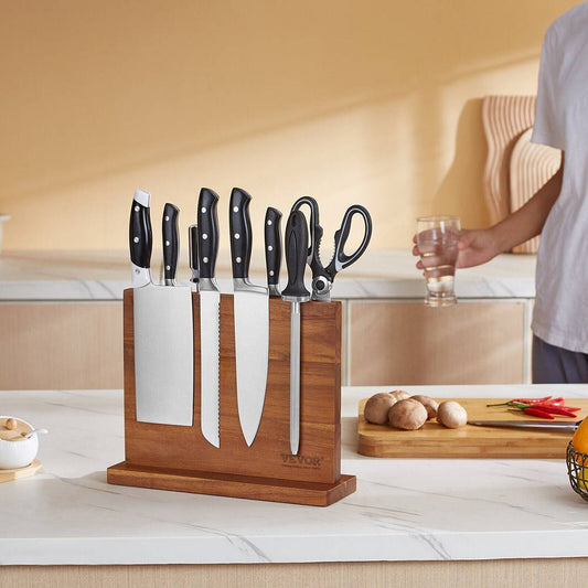 VEVOR Magnetic Knife Block Stand with Acacia Wood