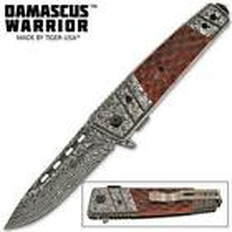 Tactical Folding Pocket Knife with Damascus Blade