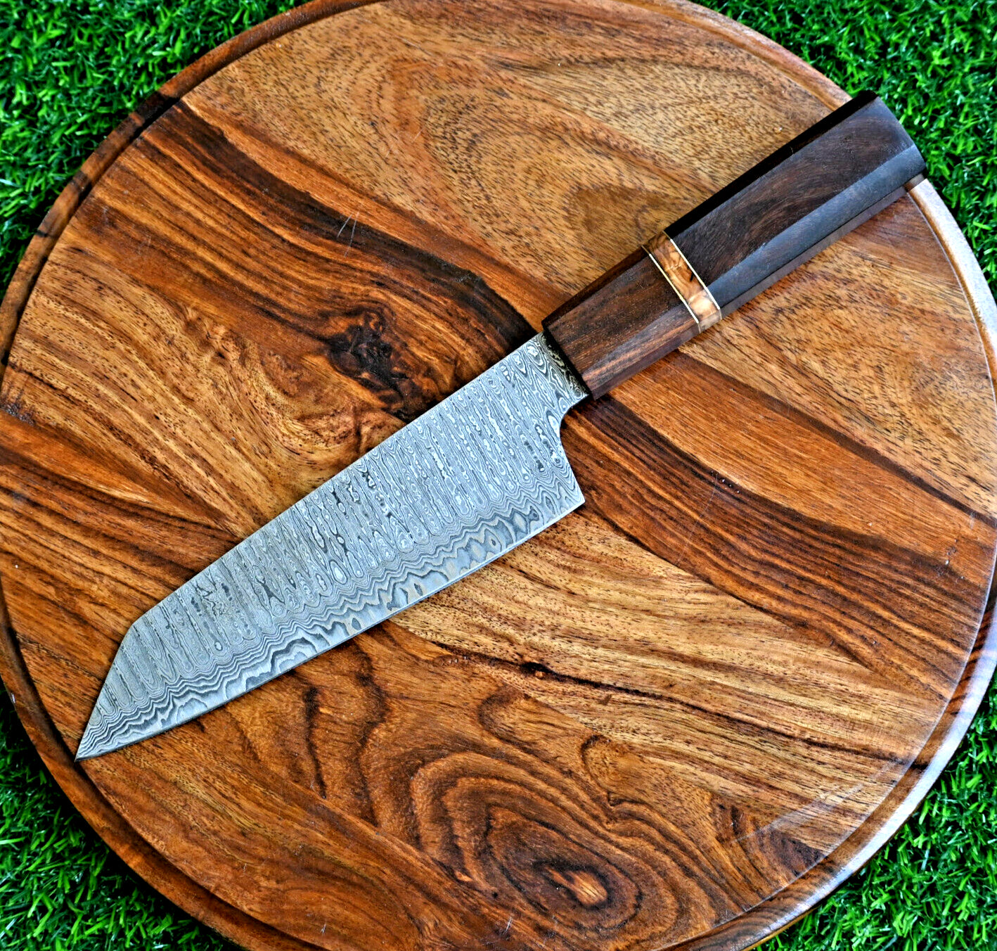 Japanese Style Handmade Santoku Chef Knife with Damascus Steel