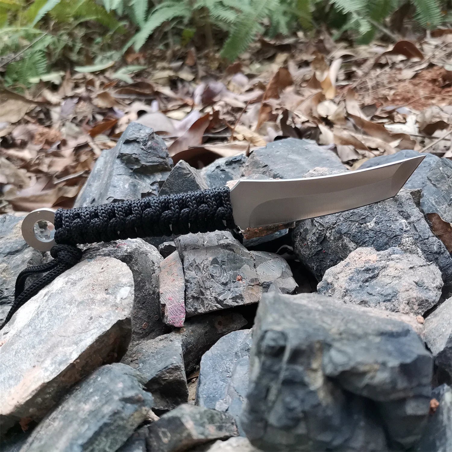 Outdoor Tactical Tanto Knife with Fixed Blade and Sheath