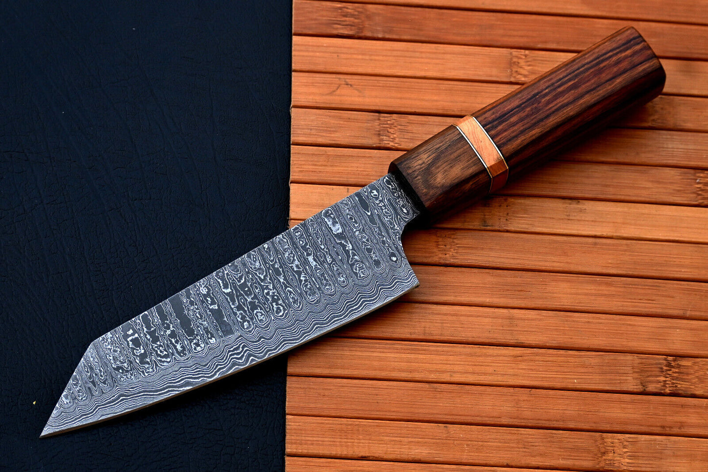 Handmade Damascus Chef Knife with Wood Handle