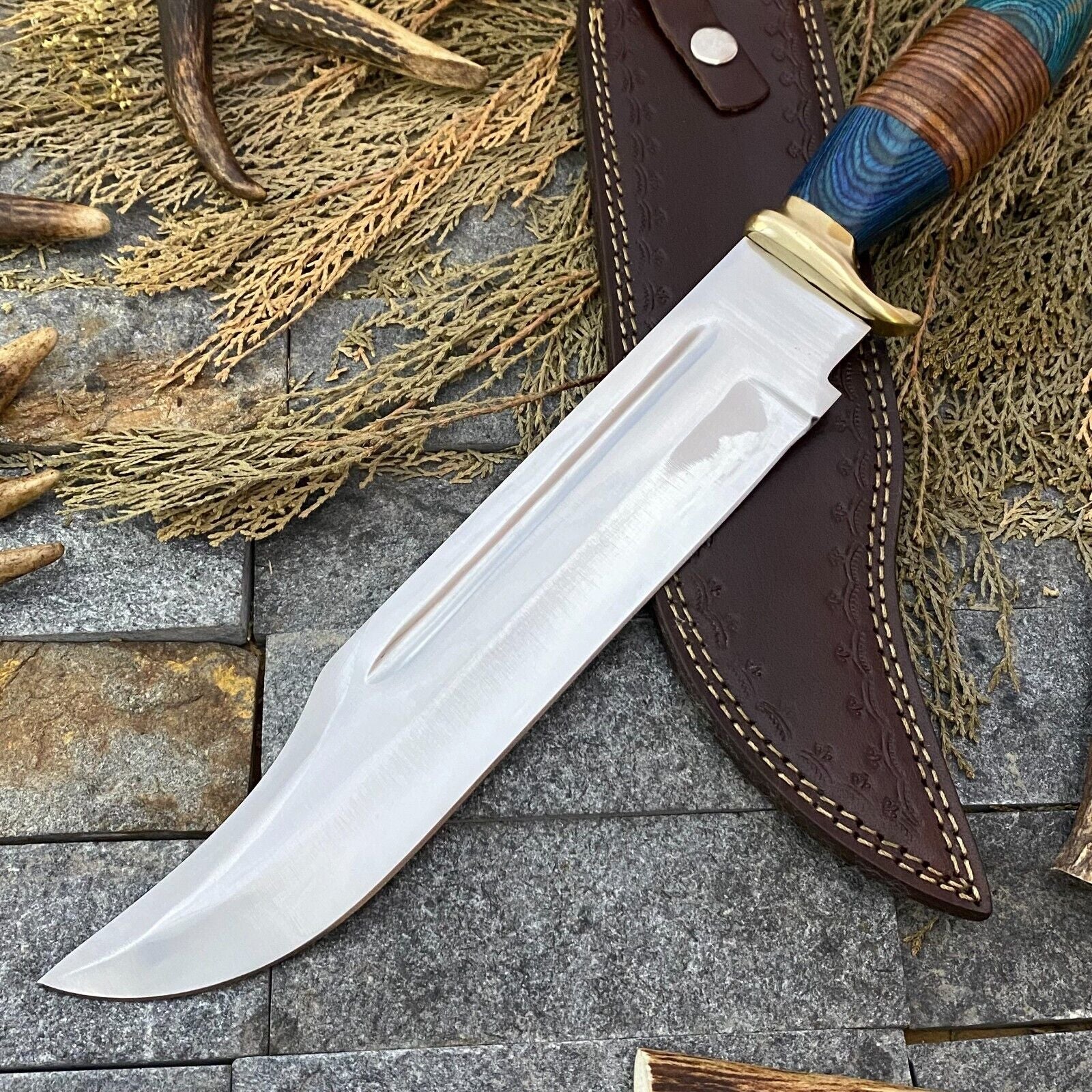 Hand-Forged Crocodile Dundee High Polish Hunting Knife with Sheath