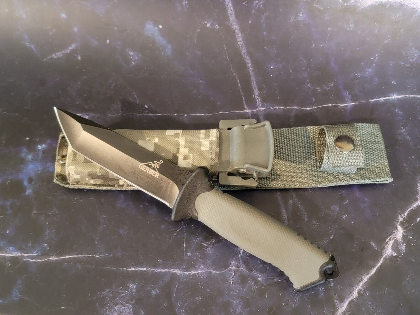 Gerber Prodigy Tanto Knife with Camo Sheath, Plain or Serrated