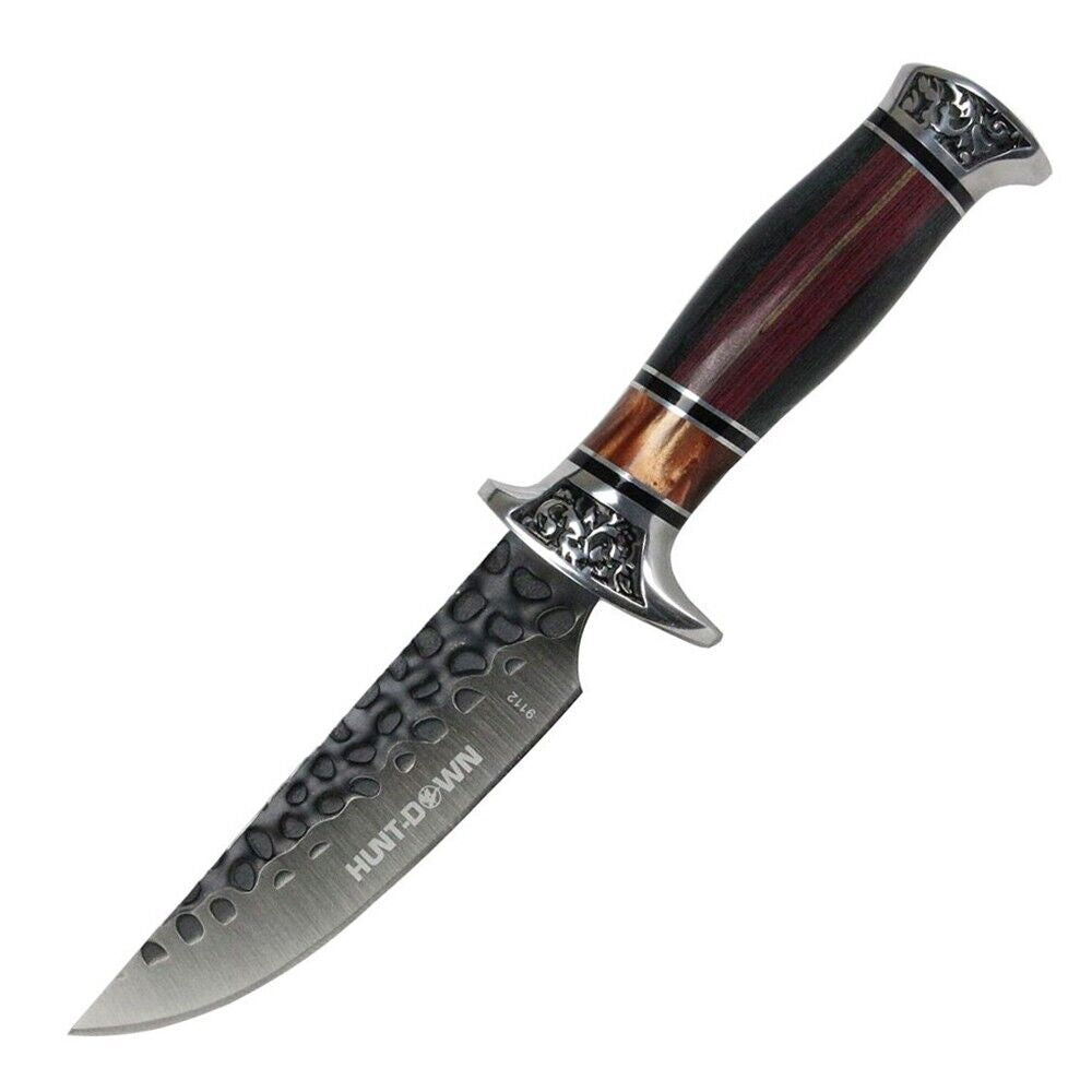 Tactical Fixed Blade Knife with Dark Wood Handle