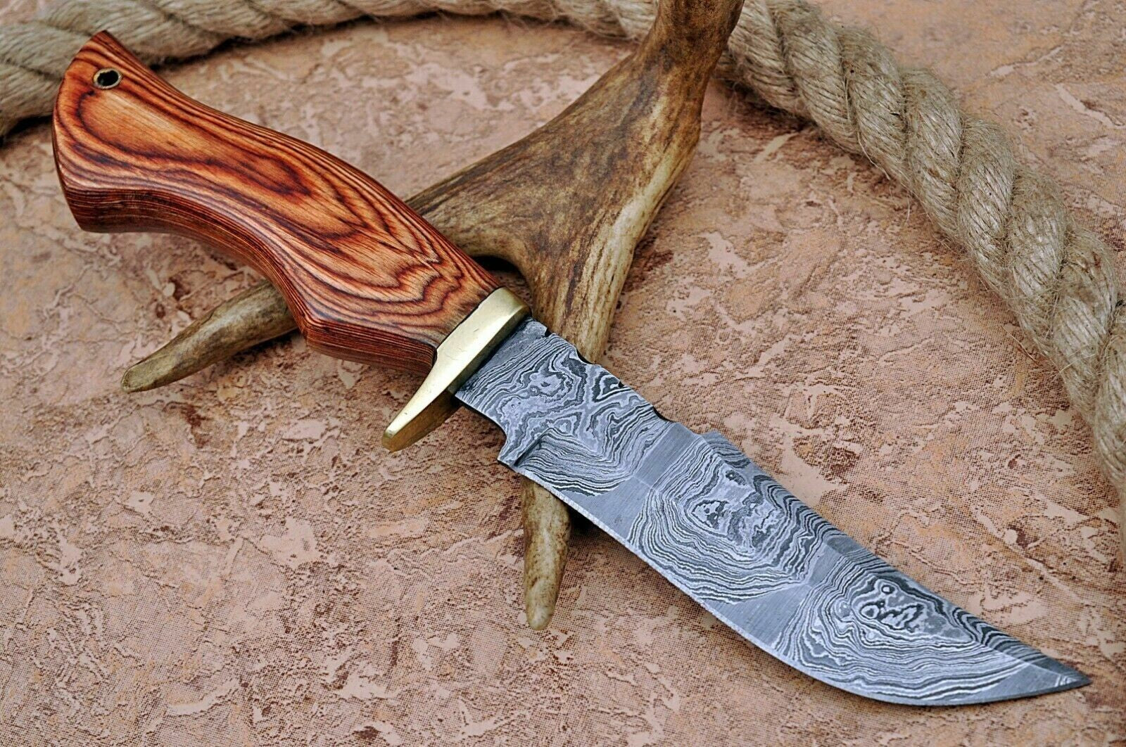 Custom Damascus Knife Tracker with Wood Handle