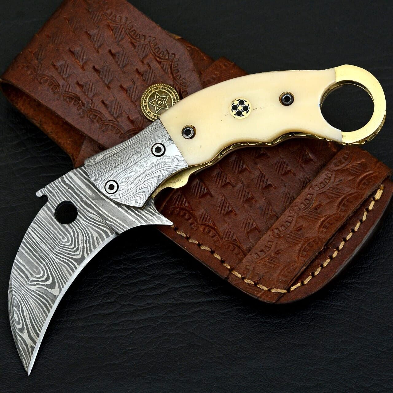 CSGO Look Damascus Steel Folding Karambit Knife