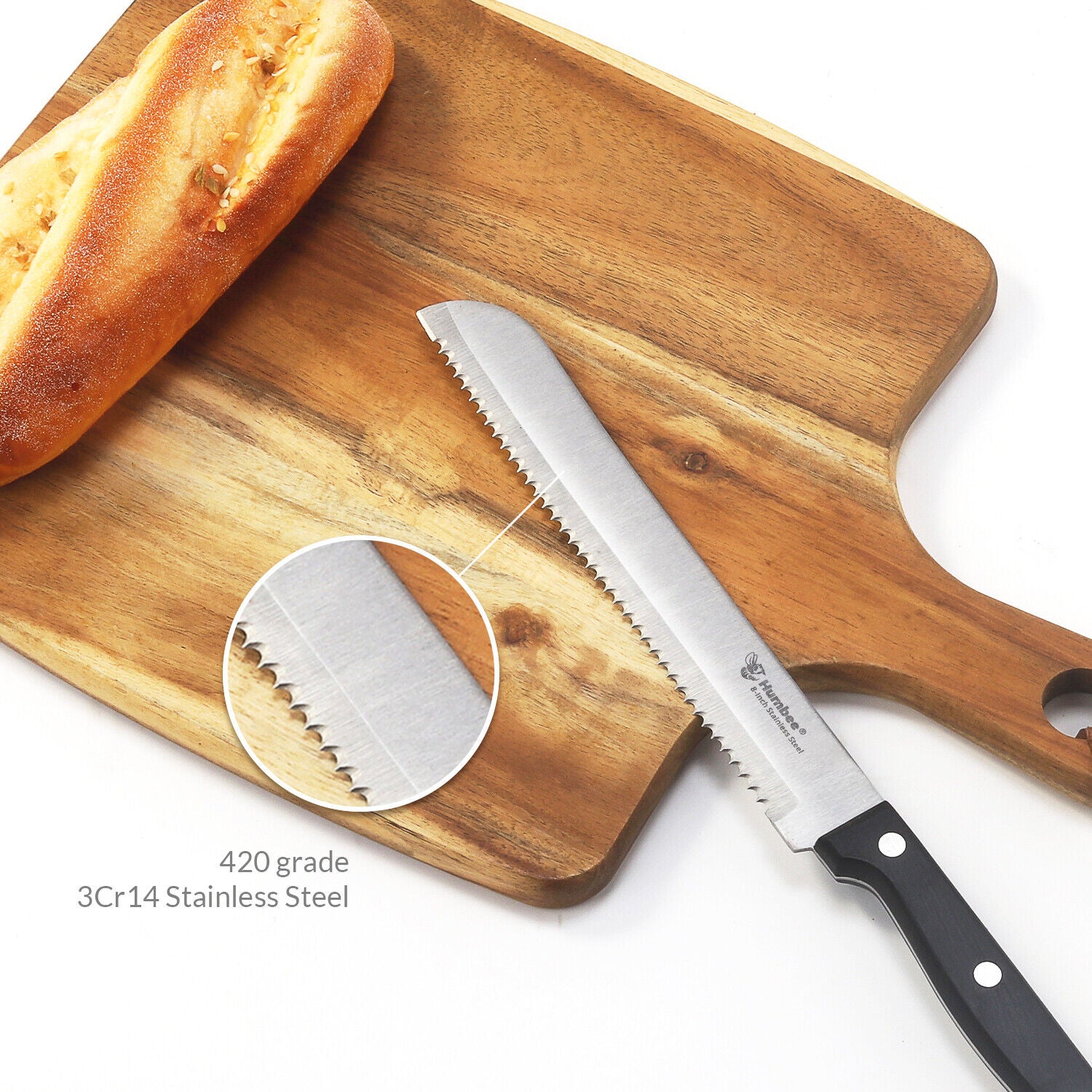 Humbee Chef Stainless Steel Serrated Bread Knives