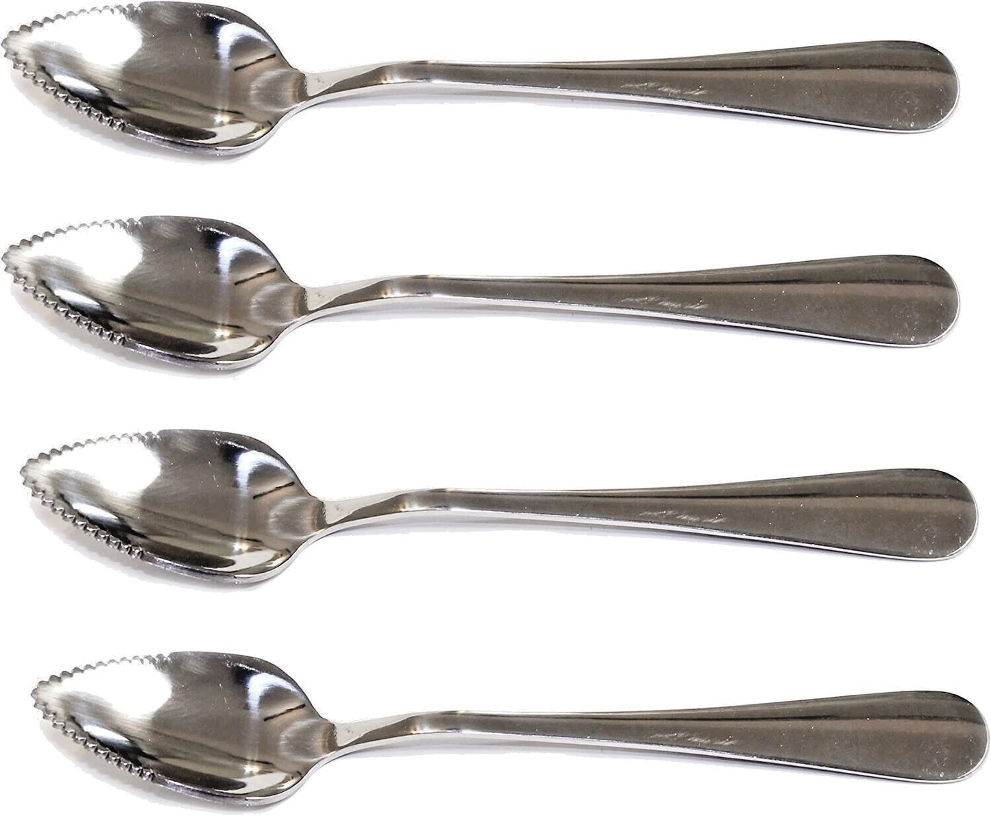 Set Of 4 Grapefruit Spoons Stainless Steel Serrated Edge