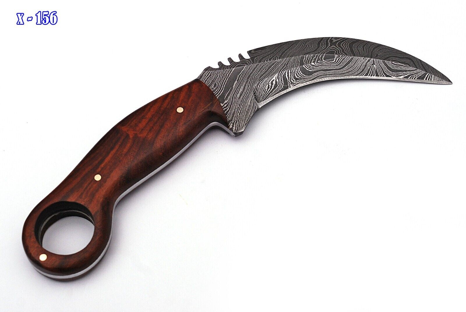 Damascus Steel CSGO Style Karambit Knife with Leather Sheath