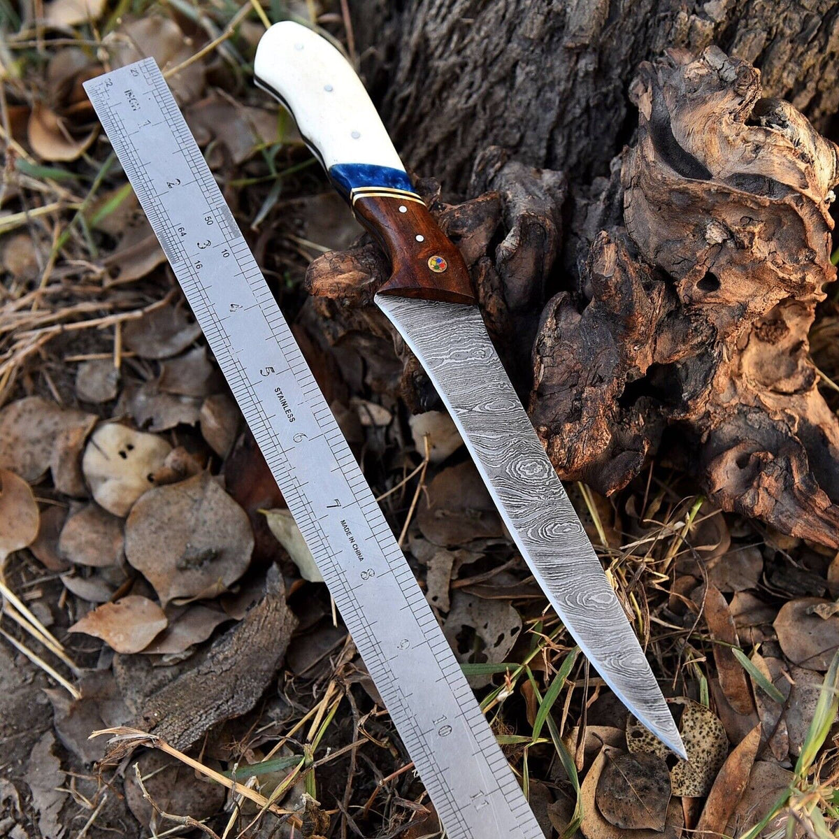 Camel Filet Damascus Fish Fillet Knife at $44.99 Camel Bone Handle – Frost Knives
