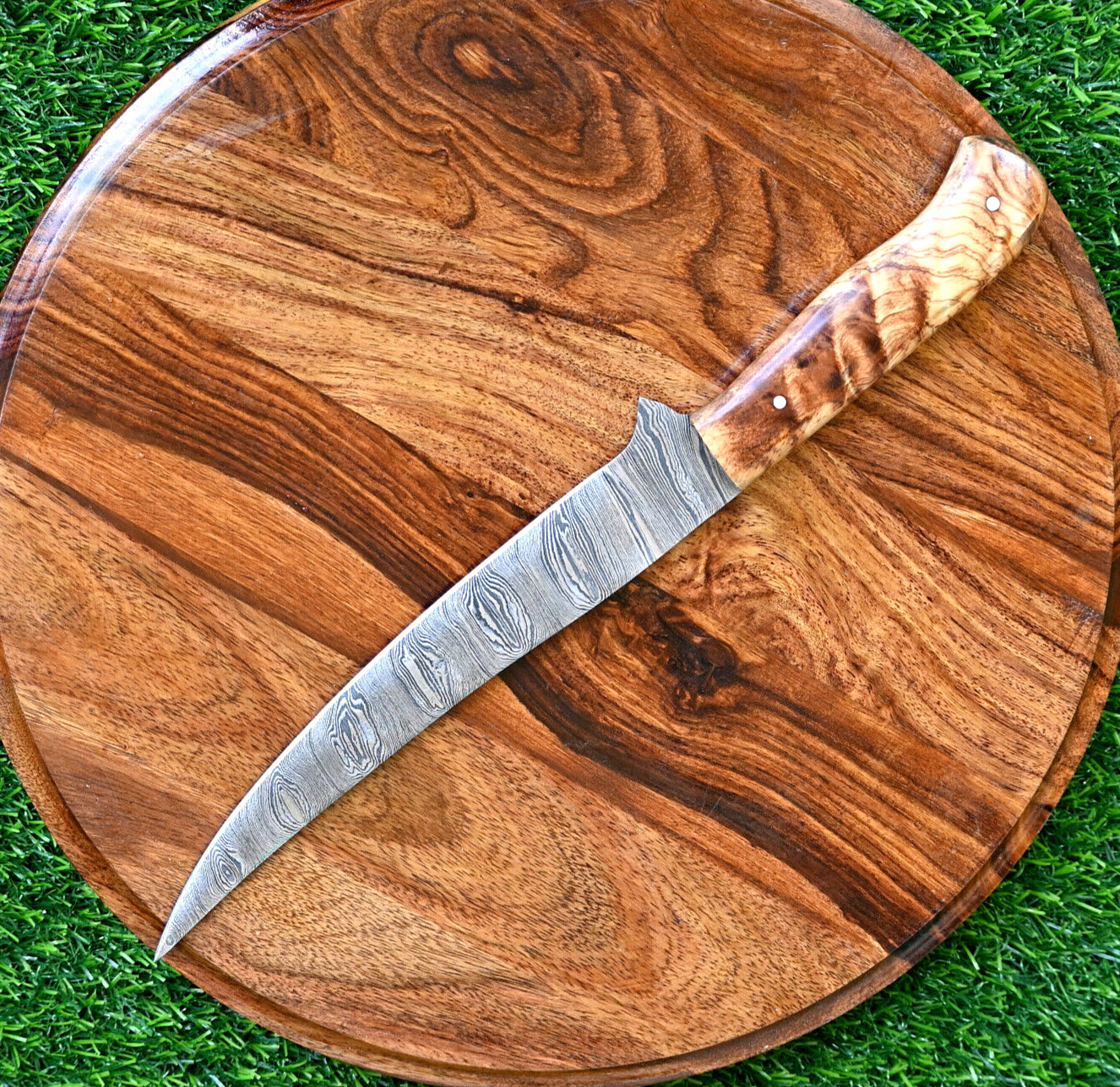 Japanese Style Fillet Knife with Hand-Forged Damascus Steel