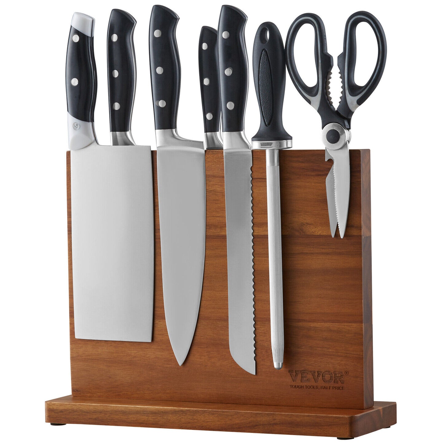 VEVOR Magnetic Knife Block Stand with Acacia Wood