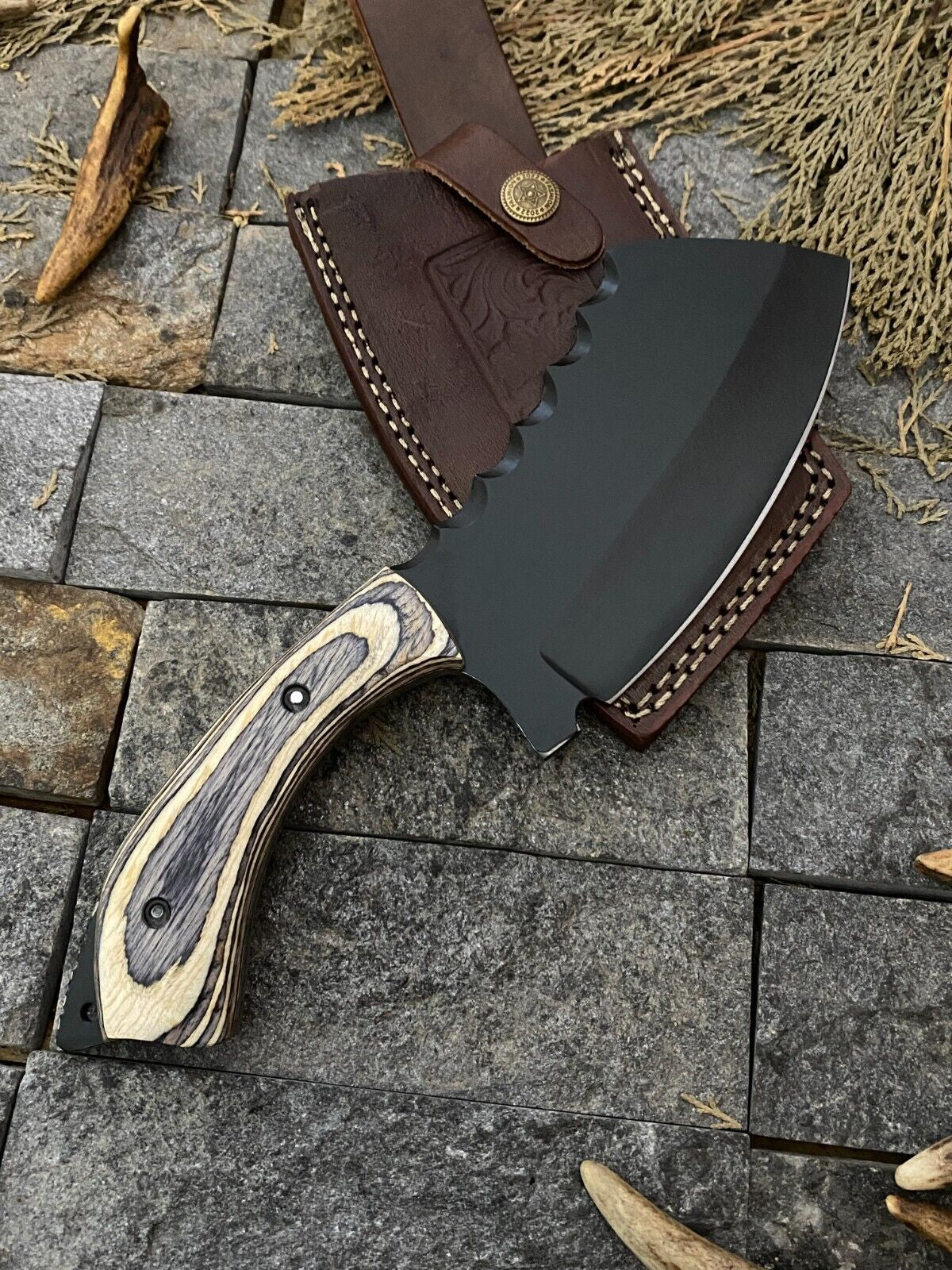 Multipurpose Hand Forged Chef Knife with Cleaver Design and Sheath