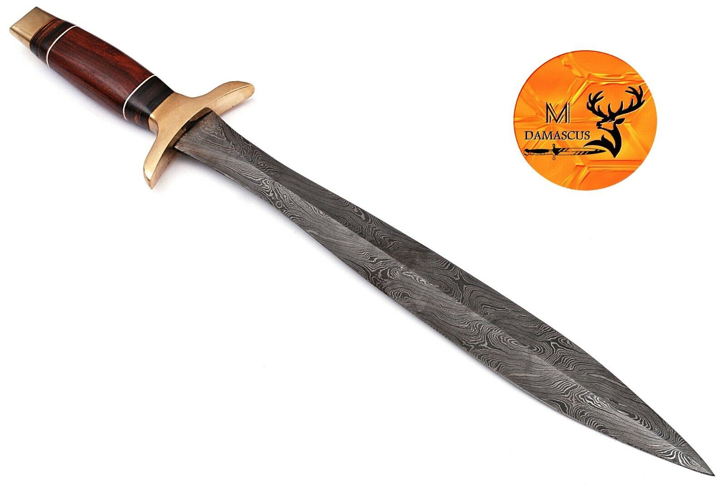 Damascus Sword of Damascus with Double Edge Blade and Sheath