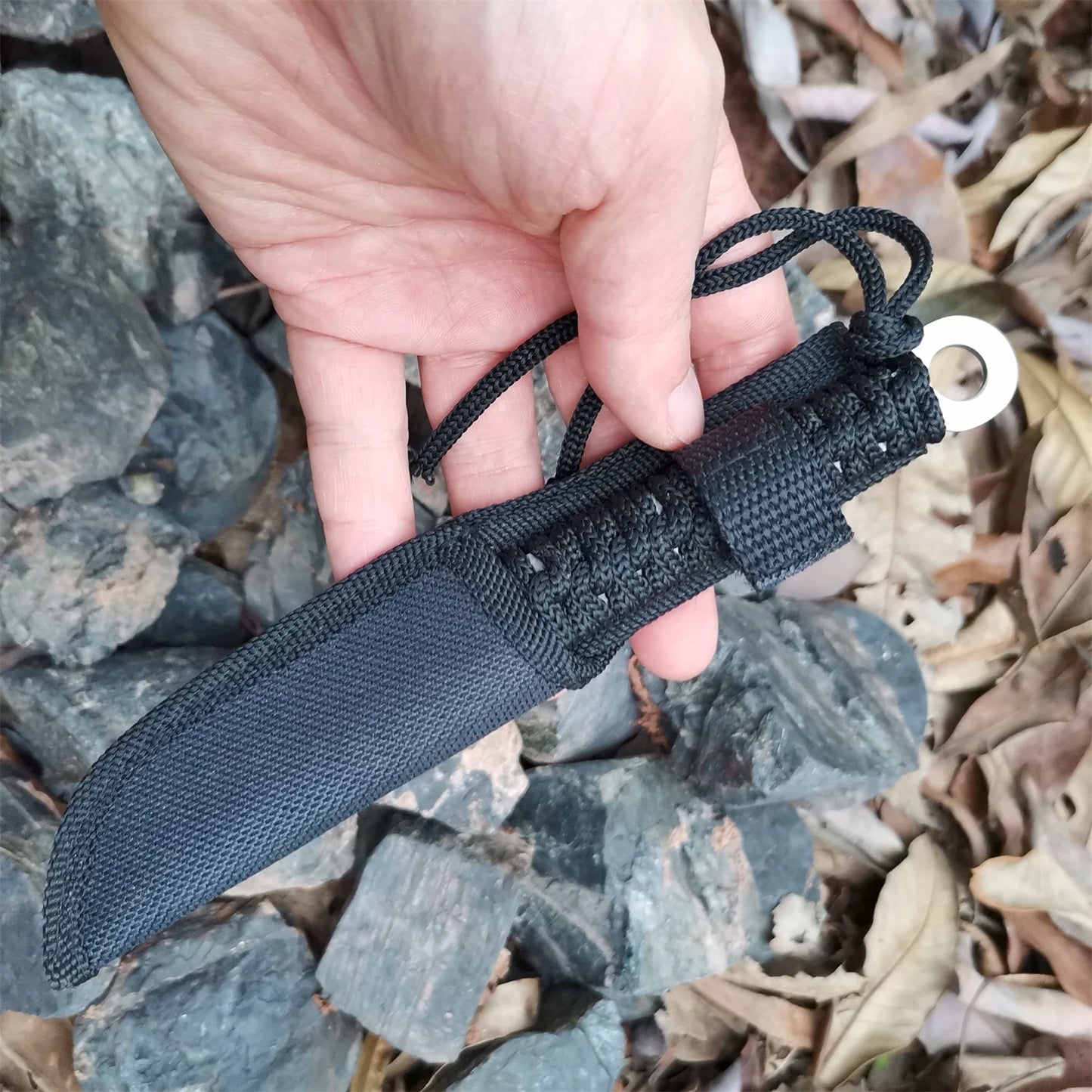 Outdoor Tactical Tanto Knife with Fixed Blade and Sheath