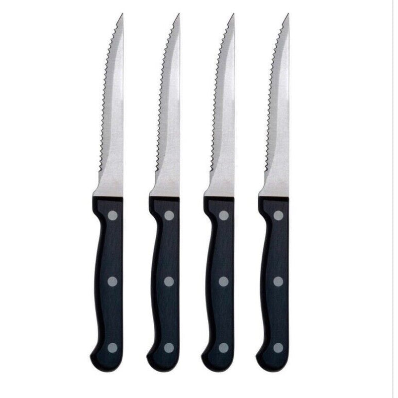 4 Steak Knife Set Serrated Edge 7.5" Stainless Steel Knives Cutlery Utensil