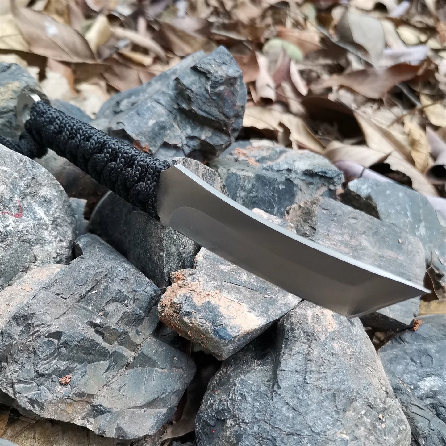 Outdoor Tactical Tanto Knife with Fixed Blade and Sheath