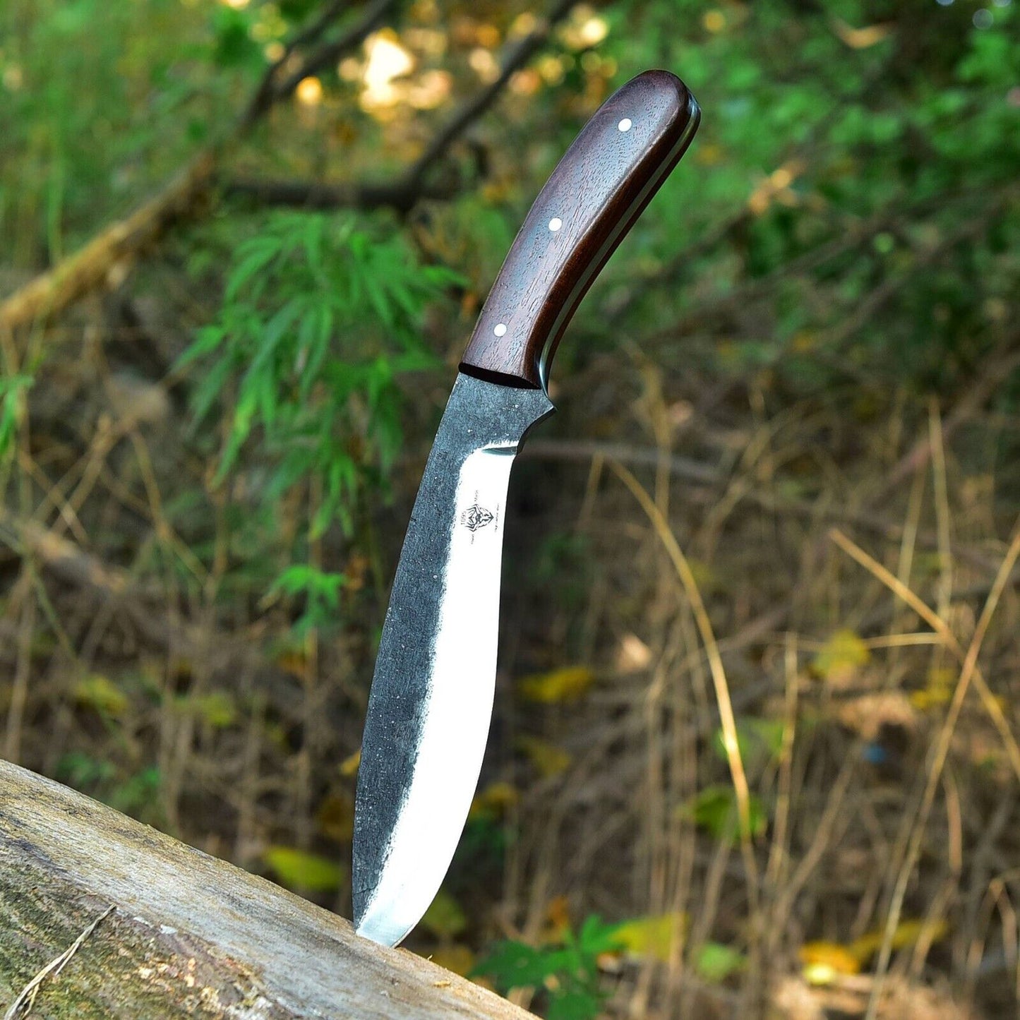 Custom Hand Forged High Carbon Steel Kukri Knife with Exotic Wood Handle