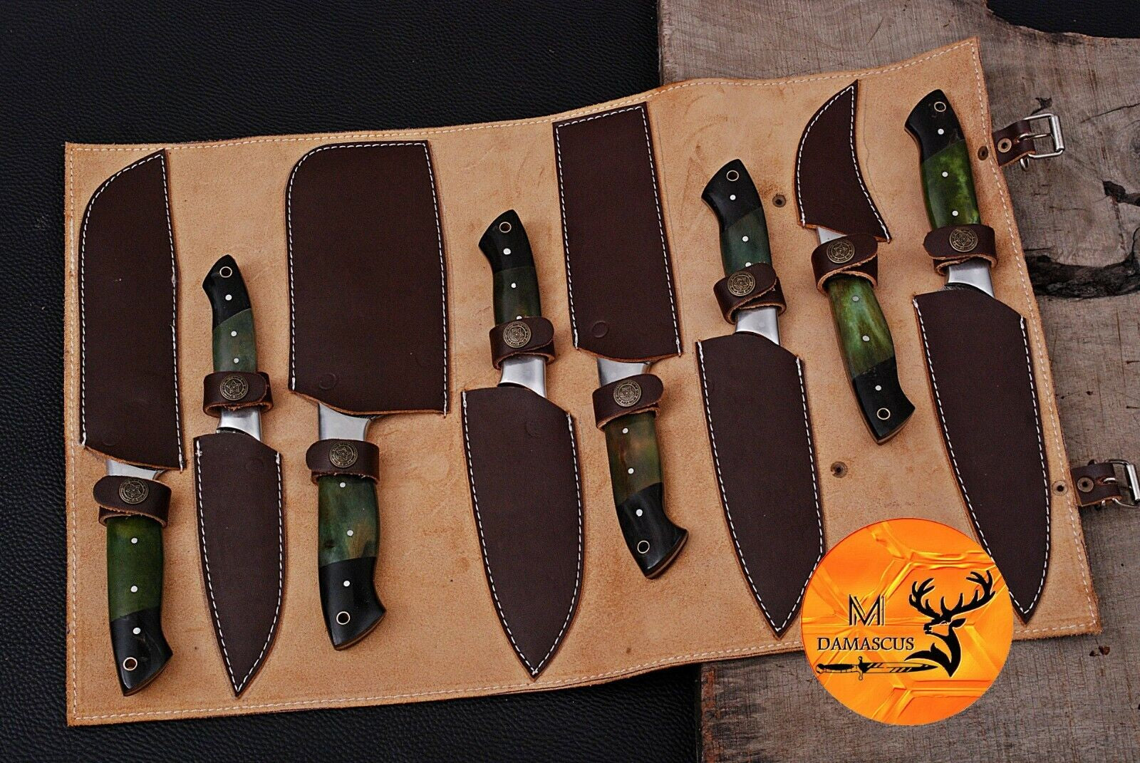 Forged Damascus Chef Knife Set - Kitchen Knife Set