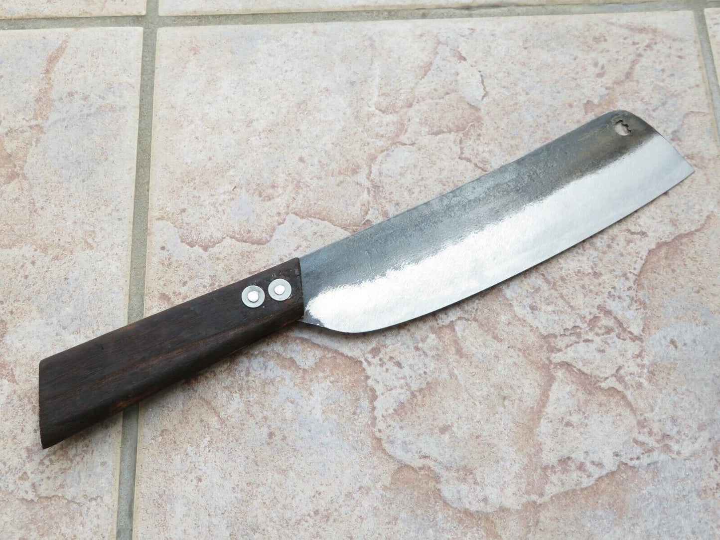 Crude Japanese Nakiri Chef Knife with Carbon Steel Blade