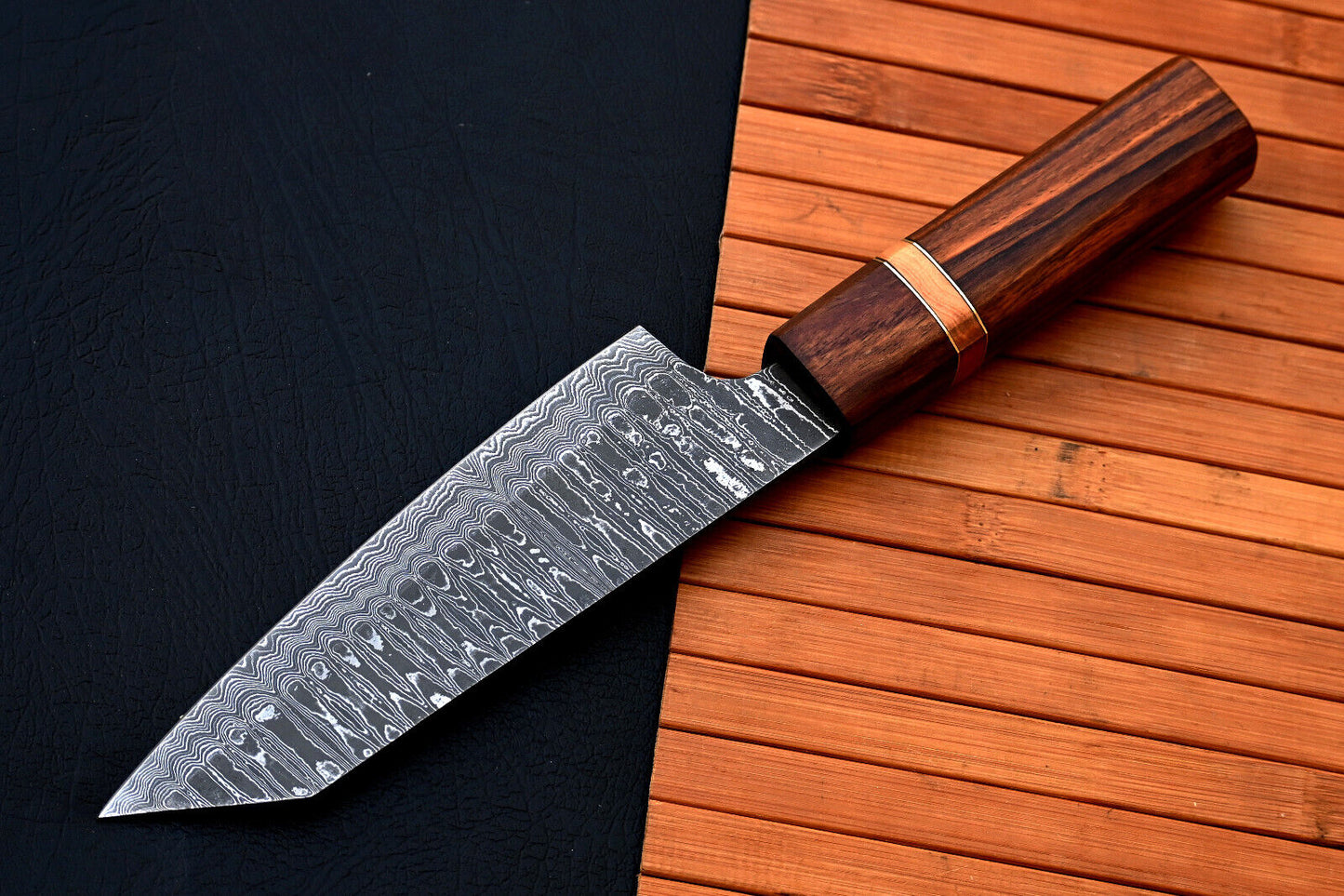 Handmade Damascus Chef Knife with Wood Handle