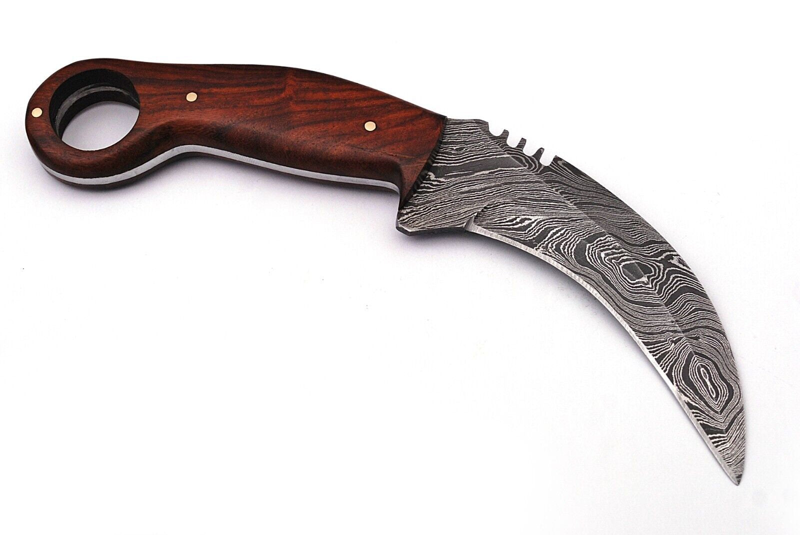 Damascus Steel CSGO Style Karambit Knife with Leather Sheath