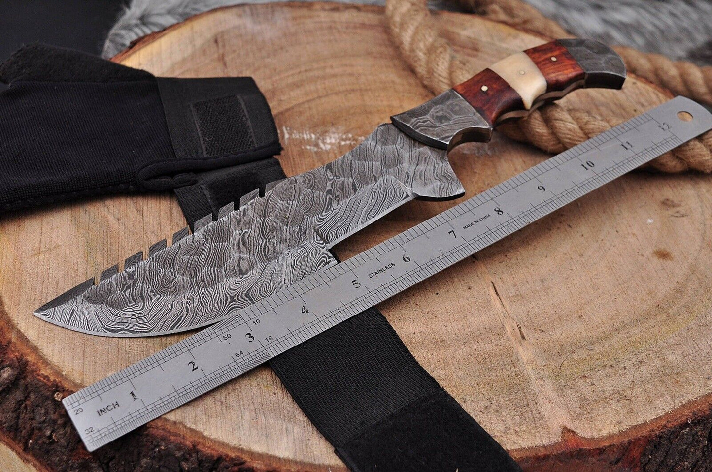 Damascus Steel Tracker Knife with Full Tang