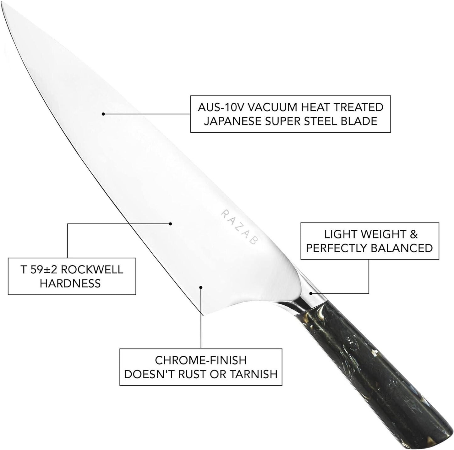 Razab Professional Chef Knife with High Carbon Steel